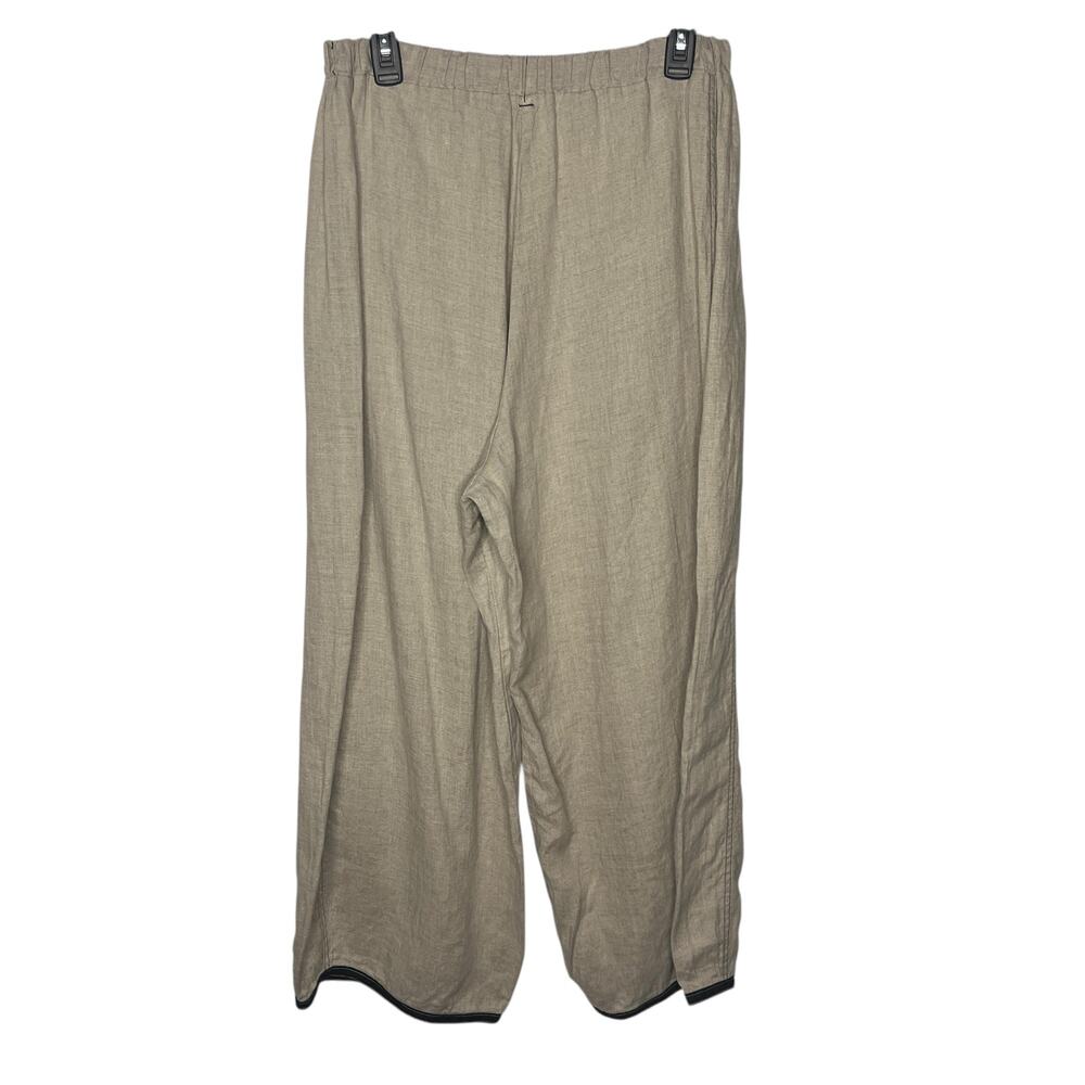 Wide Leg Linen-Blend Pants in Beige